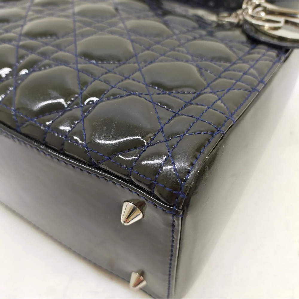 Christian Dior Hand Bag Navy Blue interior Patent black leather 3294702 - Picture 10 of 17